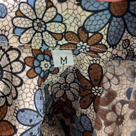 Equilirbio Italy Men's Flower Print Long Sleeve Slim Fit Shirt. Size: Medium - Picture 8 of 10